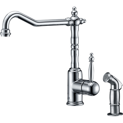 Anzzi Locke Single-Handle Standard Kitchen Faucet with Side Sprayer in Polished Chrome, 848308072226, KF-AZ037