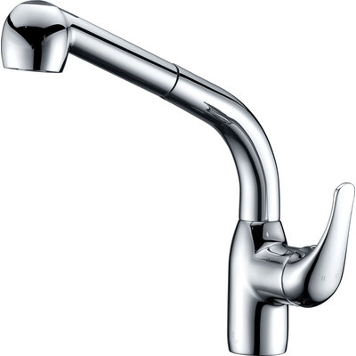 Anzzi Harbour Single-Handle Pull-Out Sprayer Kitchen Faucet in Polished Chrome, 848308072295, KF-AZ040