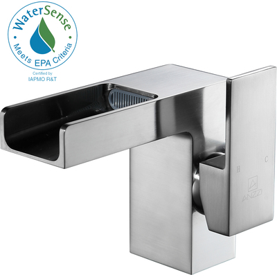 Anzzi Zhona Series Single Hole Single-Handle Low-Arc Bathroom Faucet in Brushed Nickel, 848308072264, KF-AZ127