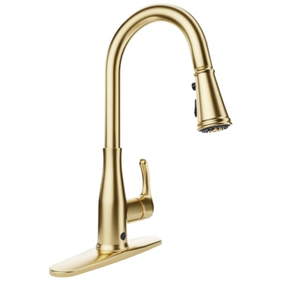 Anzzi Sifo Hands Free Touchless 1-Handle Pull-Down Sprayer Kitchen Faucet with Motion Sense and Fan Sprayer in Brushed Gold KF-AZ301BG