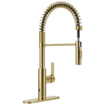 Anzzi Ola Hands Free Touchless 1-Handle Pull-Down Sprayer Kitchen Faucet with Motion Sense and Fan Sprayer in Brushed Gold KF-AZ303BG