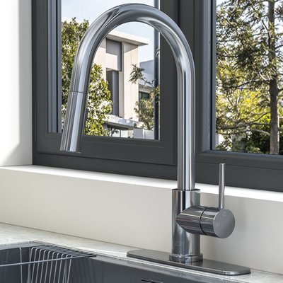 Anzzi Expedition Series 16 in. 1-Handle Pull-Down Sprayer Kitchen Faucet in Chrome with 1.8 GPM Flow and Dual Spray Modes, 191042081871, KF-AZ601CH
