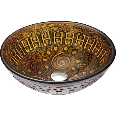 Anzzi Opus Series 17 in. Bathroom Vessel Sink with Scratch-Tough and Stain-Resistant Surface in Lustrous Brown Glass, 848308071793, LS-AZ050