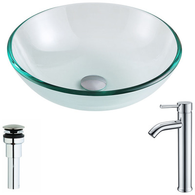 Anzzi Etude Series Deco-Glass Vessel Sink in Lustrous Clear with Fann Faucet in Chrome LSAZ087-041