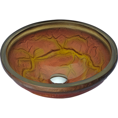 Anzzi Alto Series 17 in. Bathroom Vessel Sink with Scratch-Tough and Stain-Resistant Non-Porous Surface in Brown Glass, 848308099919, LS-AZ218
