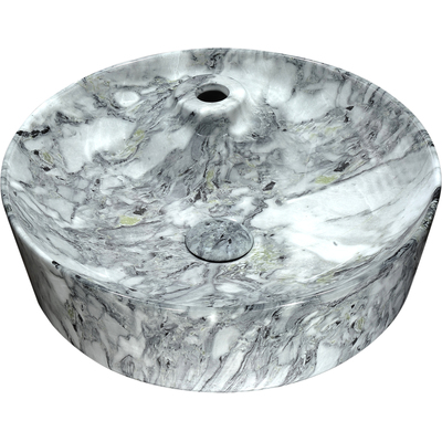 Anzzi Marbled Series Ceramic Vessel Sink in Marbled Snow Finish, 191042001411, LS-AZ233