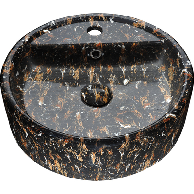 Anzzi Rhapsody Series 17 in. Bathroom Vessel Sink with Matching Drain and Stain Resistant Surface in Neolith Marble Finish, 191042001633, LS-AZ255