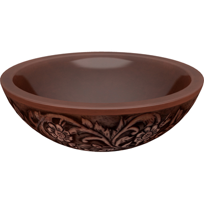 Anzzi Swell 16 in. Handmade Vessel Sink in Polished Antique Copper with Floral Design Exterior, 191042025806, LS-AZ339
