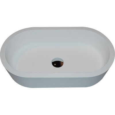 Anzzi Vaine Series 23 in. L x 13 in. W Man Made Oval Solid Surface Freestanding Bathroom Vessel Sink in Matte White Stone, 848308073339, LS-AZ607