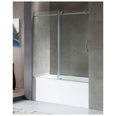 Anzzi Anzzi 5 ft. Acrylic Left Drain Rectangle Tub in White With 60 in. x 62 in. Frameless Sliding Tub Door in Brushed Nickel SD1701BN-3060L