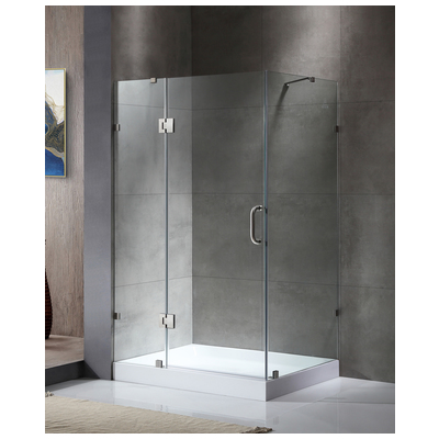 Anzzi Archon 46 in. x 72 in. Framed Hinged Shower Door in Chrome with Port 36 x 48 in. Shower Base in White SDAZ03-01C-022L