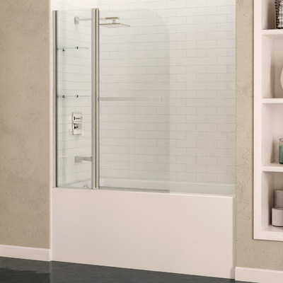 Anzzi Galleon 48 in. x 58 in. Frameless Tub Door with TSUNAMI GUARD in Brushed Nickel, 191042049574, SD-AZ054-01BN
