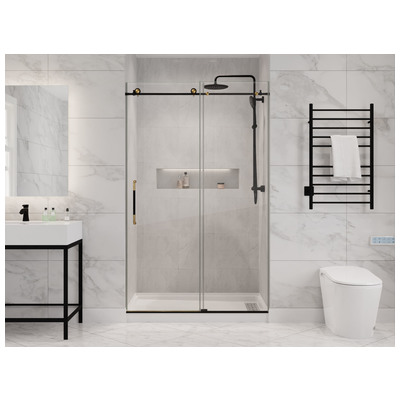 Anzzi Shower and Tub Doors-Shower Enclosures, Shower,Sliding, Brushed,MATTE BLACK,Steel, Shower Door, , Sliding, Steel, SHOWER - Shower Doors - Sliding, 191042075092, SD-AZ13-01MBBG,40-49 in