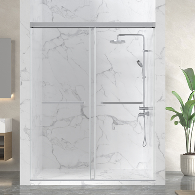 Anzzi Ward Series 76 in. x 44-48 in. Frameless Sliding Shower Door in Brushed Nickel with 3/8 inch (10mm) Tempered Clear Glass, 191042085664, SD-AZ21-01BN
