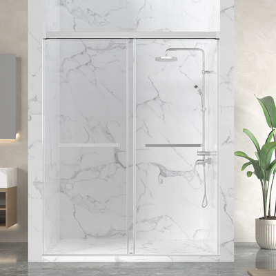 Anzzi Ward Series 76 in. x 44-48 in. Frameless Sliding Shower Door in Polished Chrome with 3/8 inch (10mm) Tempered Clear Glass, 191042085671, SD-AZ21-01CH