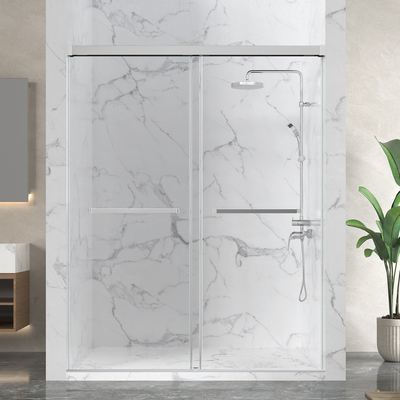 Anzzi Ward Series 76 in. x 56-60 in. Frameless Sliding Shower Door in Polished Chrome with 3/8 inch (10mm) Tempered Clear Glass, 191042085718, SD-AZ21-02CH