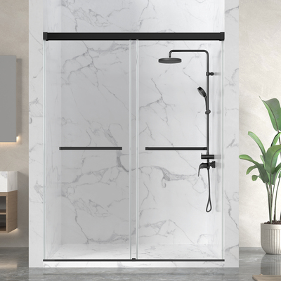 Anzzi Ward Series 76 in. x 56-60 in. Frameless Sliding Shower Door in Matte Black with 3/8 inch (10mm) Tempered Clear Glass, 191042085695, SD-AZ21-02MB