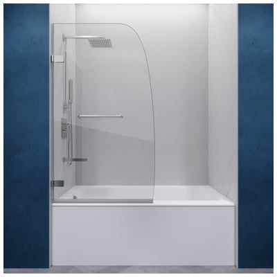 Anzzi ANZZI Series 34 in. by 56 in. Frameless Hinged Tub Door in Brushed Nickel SD-AZ8074-01BNR