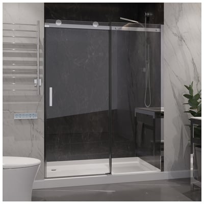 Anzzi ANZZI Series 48 in. x 76 in. Frameless Sliding Shower Door with Handle in Chrome SD-FRLS05701CHR