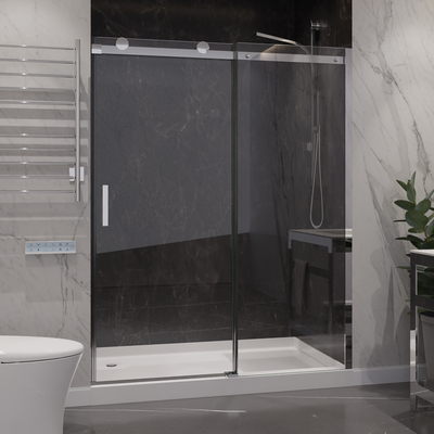 Anzzi Rhodes Series 50 to 54 in. x 76 in. H Sliding Frameless Shower Door in Chrome with Tsunami Guard Tempered Clear Glass, 191042095984, SD-FRLS05703CH