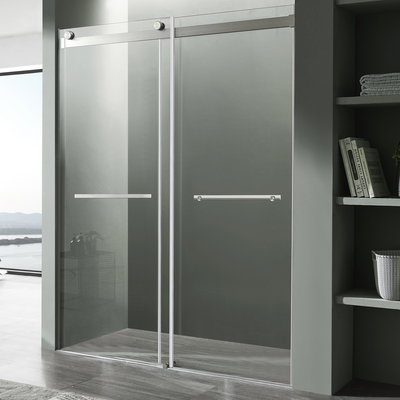 Anzzi Kahn Series 60 in. x 76 in. Frameless Sliding Shower Door with Horizontal Handle in Brushed Nickel, 191042055094, SD-FRLS05802BN