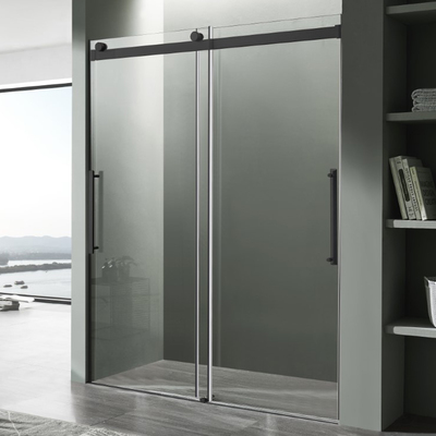 Anzzi Stellar Series 60 in. x 76 in. Frameless Sliding Shower Door with Handle in Matte Black, 191042055179, SD-FRLS05902MB