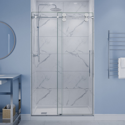 Anzzi Ozean Series 44 to 48 in. x 76 in. Frameless Shower Door with Sliding in Polished Chrome with Tsunami Guard Tempered Clear Glass, 191042080478, SD-FRLS06101CH