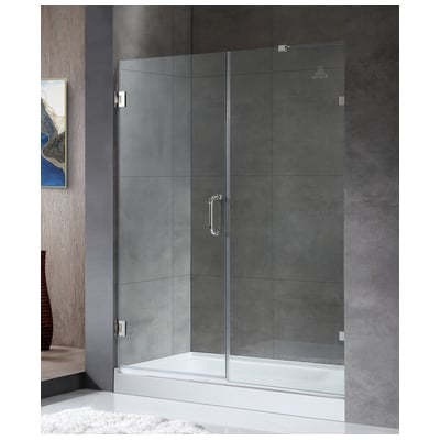 Anzzi Maverick Series 60 in. by 72 in. Frameless Hinged Alcove Shower Door in Polished Chrome with Handle SDR-AZ8073-01CH
