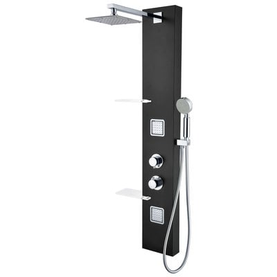 Anzzi Ronin 52 in. 2-Jetted Full Body Shower Panel with Heavy Rain Shower and Spray Wand in Black SP-AZ025