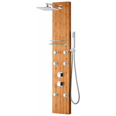 Anzzi Crane 60 in. Full Body Shower Panel with Heavy Rain Shower and Spray Wand in Natural Bamboo SP-AZ058
