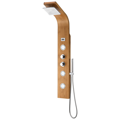 Anzzi Crane 60 in. Full Body Shower Panel with Heavy Rain Shower and Spray Wand in Natural Bamboo SP-AZ059