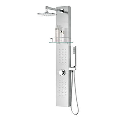 Anzzi Coastal 44 in. Full Body Shower Panel with Heavy Rain Shower and Spray Wand in Brushed Steel SP-AZ075