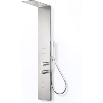 Anzzi Collines Series 55 in. 2-Jetted Shower Tower in Brushed Nickel with Heavy Rain Shower, Spray Wand, and DIY Friendly, 191042080720, SP-AZ079BN
