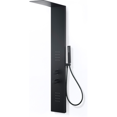 Anzzi Collines Series 55 in. 2-Jetted Shower Tower in Matte Black with Heavy Rain Showerhead, Spray Wand, and DIY Friendly, 191042080744, SP-AZ079MB