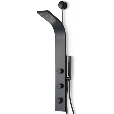 Anzzi Cici Series 39 in. 2-Jetted Shower Tower with Heavy Rain Showerhead and Spray Wand, Shower System in Matte Black, 191042080577, SP-AZ081MB