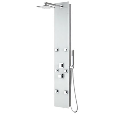 Anzzi Jaguar 60 in. 6-Jetted Full Body Shower Panel with Heavy Rain Shower and Spray Wand in White SP-AZ8089