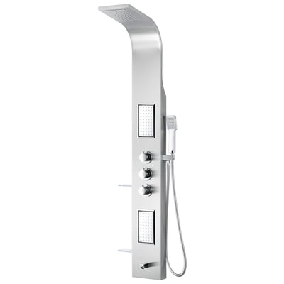 Anzzi Mesmer 58 in. Full Body Shower Panel with Heavy Rain Shower and Spray Wand in Brushed Steel SP-AZ8094