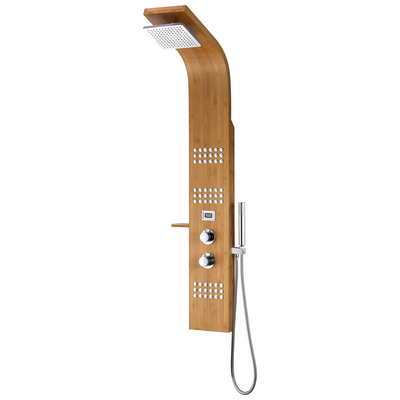 Anzzi Mansion 60 in. Full Body Shower Panel with Heavy Rain Shower and Spray Wand in Natural Bamboo SP-AZ8101