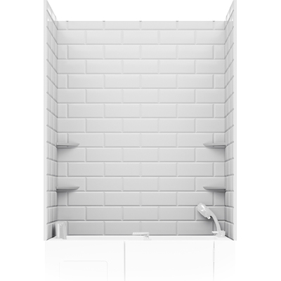 Anzzi Rampart Series 60 in. W x 60 in. H 2-Piece Glue-Up Acrylic Shower Wall Set in White with 5 x 10 in. Subway Tile Design, 191042097063, SW-6060RE510-WH