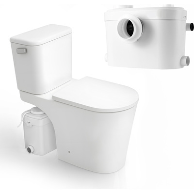 Anzzi Nesso Rear Outlet Macerating 2-Piece 1.6 GPF Single Flush Elongated Upflush Toilet with 0.8 HP Macerating Pump in White, 191042100671, TL-AZ600MPWHKIT