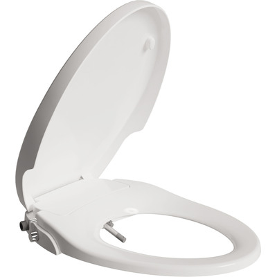 Anzzi Hal Series Non-Electric Bidet Seat for Elongated Toilet in White with Dual Nozzle, Built-In Side Lever and Soft Close, 191042054981, TL-MBSEL200WH