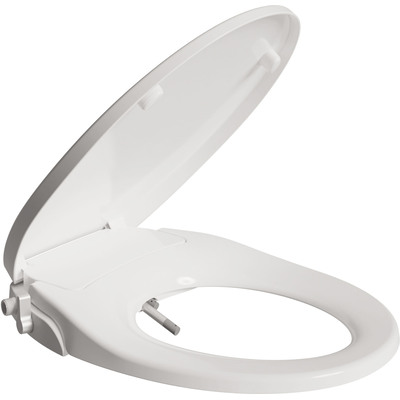 Anzzi Troy Series Non-Electric Bidet Seat for Toilets in White with Dual Nozzle, Built-In Side Lever and Soft Close, 191042054998, TL-MBSRN201WH