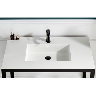 Anzzi Conques 30 in W  x 18 in D Cultured Marble Vanity Top in White with White Basin, 191042078345, VY-CT3018