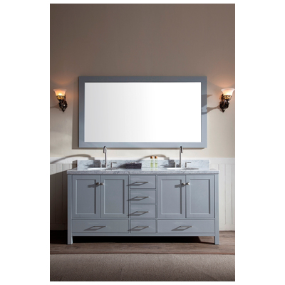 Ariel Cambridge 73" Double Sink Bathroom Vanity Set In Grey