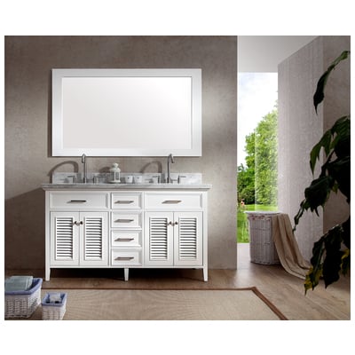 Ariel Kensington 61" Double Sink Bathroom Vanity Set In White