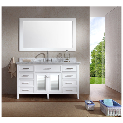 Ariel Kensington 61" Single Sink Bathroom Vanity Set In White