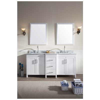 Ariel Hollandale 73" Double Sink Bathroom Vanity Set In White