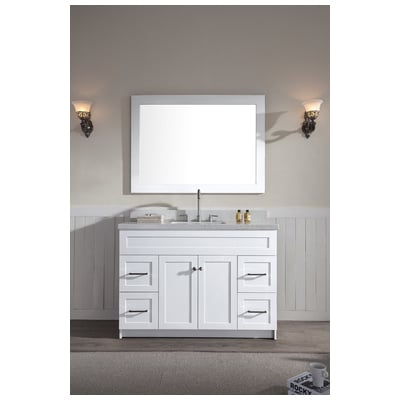 Ariel Hamlet 49" Single Sink Bathroom Vanity Set With White Quartz Countertop In White