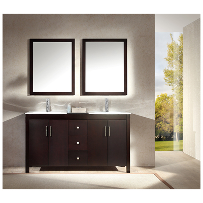 Ariel Hanson 60" Double Sink Bathroom Vanity Set In Espresso