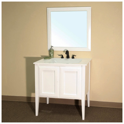 Bellaterra Home 33.5 In Single Sink Solid Wood Bathroom Vanity White 203054-WH